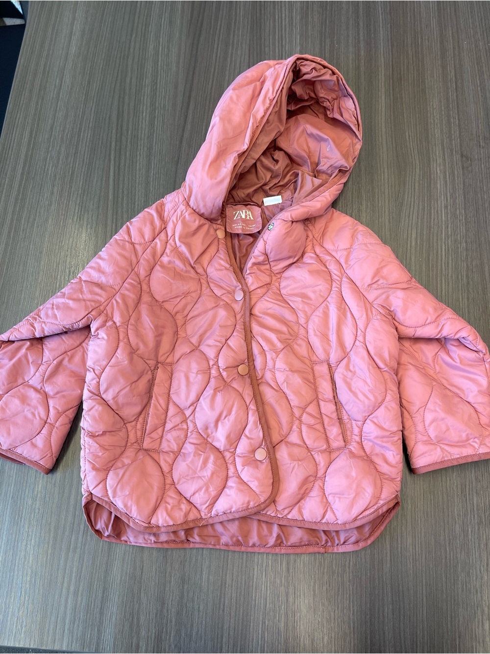 Zara Pink Quilted Hooded Puffer Jacket